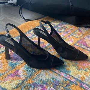 Steve Madden Black Mesh Slingback Heels